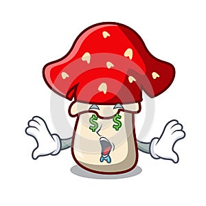 Money eye amanita mushroom mascot cartoon