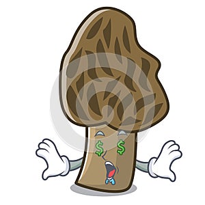 Money eye morel mushroom mascot cartoon