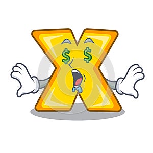 Money eye multiply sign icon isolated on mascot