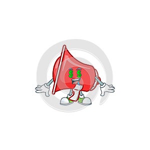 Money eye red loudspeaker with cartoon mascot style