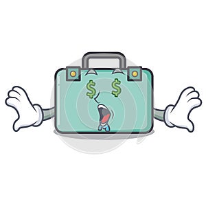 Money eye suitcase mascot cartoon style