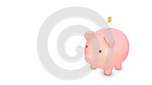 Money falling into piggy bank making it to grow bigger Money saving concept