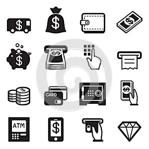 Money, finance, banking credit card icons vector