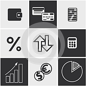 Money, finance, banking icons set