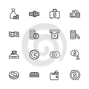 Money and Finance - Flat Vector line Icons