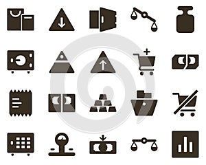 Money and finance icon set, analytics, graph. Investment, banking, money and finance icons