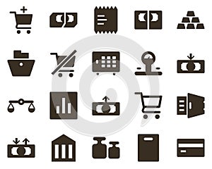 Money and finance icon set, card, credit, money. Investment, banking, money and finance icons