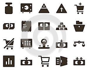 Money and finance icon set, cashing, cash out, money. Investment, banking, money and finance icons photo