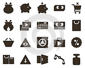 Money and finance icon set, plummet, reference, weight. Investment, banking, money and finance icons