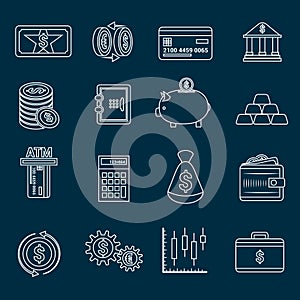 Money finance icons outline