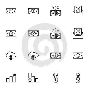 Money and finance line icons set