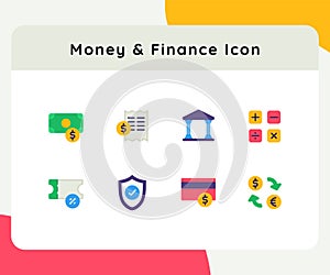 money and finance money icon icons set collection collections package white isolated background with color flat style