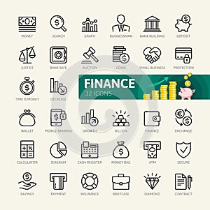 Money, finance, payments elements - minimal thin line web icon set. Outline icons collection.