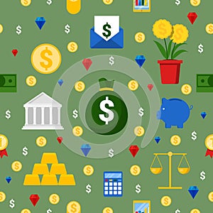 Money and Finance Seamless Pattern Background