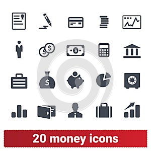 Money, Financial Business And Banking Icons Set