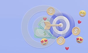 money and financial concept with happy face emoji,successfull target