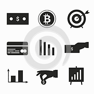 money financial icons set vector