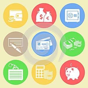 Money flat icons set