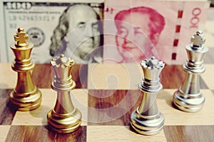 Money game. Chess game. Referring two big countries's conflict. Trade war