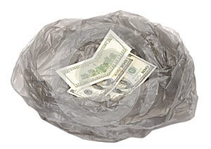 Money in a garbage bag