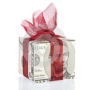 Money gift box of 5 dollar