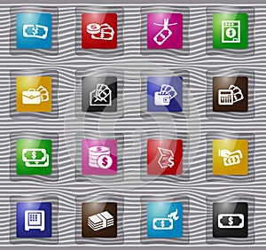 Money glass icon set