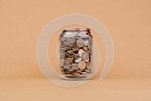 money in a glass jar, coin, financial system, income, salary, investment, financial tax, profit, return on investment