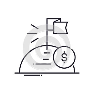 Money goal icon, linear isolated illustration, thin line vector, web design sign, outline concept symbol with editable