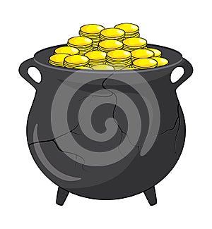 Money, gold broken pot vector design isolated on white backgrou