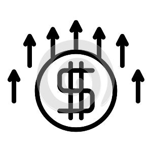 Money grow up icon outline vector. Virtual time