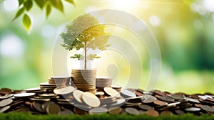 money growht in soil and tree concept, business success finance