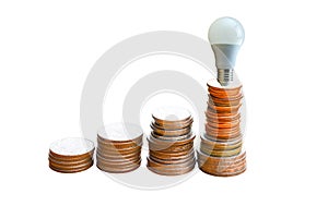 Money growing concept,Business success concept,lamp on white background