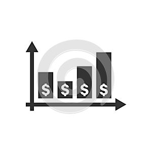 Money growth icon in flat style. Arrow progress vector illustration on white isolated background. Career business concept