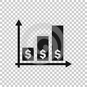 Money growth icon in flat style. Arrow progress vector illustration on white isolated background. Career business concept