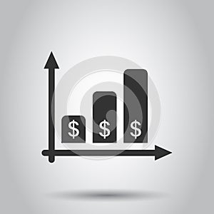 Money growth icon in flat style. Arrow progress vector illustration on white isolated background. Career business concept