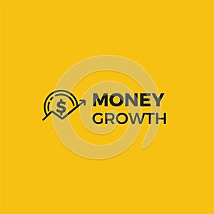 Money growth logo. Coin dollar with an arrow up logotype. Exchange Rates finance