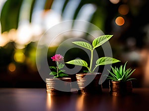 Money growth in soil and tree concept, business success finance