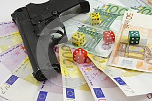 Money gun and dice