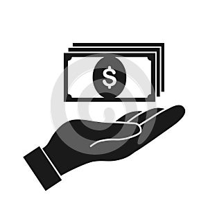 money in hand vector icon