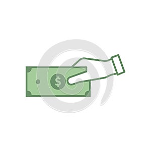 Money in hand vector icon