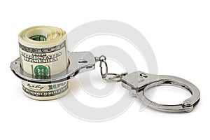 Money and handcuffs photo