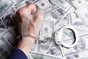 Money and handcuffs bribery of the authorities