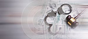 Money and handcuffs bribery of the authorities