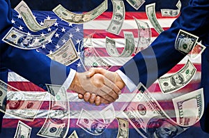 Political Money Handshake American Business Trump Flag photo