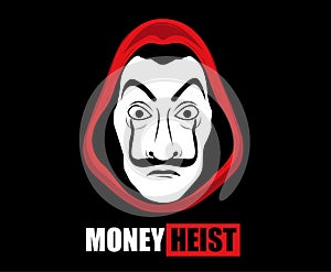 Money Heist Title With Dali Mask Clothes Red La Casa De Papel Design Graphic Netflix Film Abstract Vector