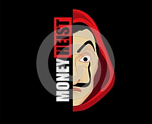 Money Heist Title With Dali Mask La Casa De Papel Design Vector Netflix Film