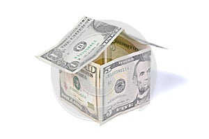 Money house made of dollar bills