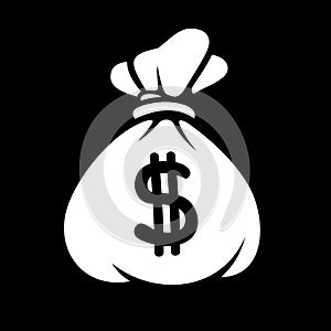 Money Icon with Bag, Vector.