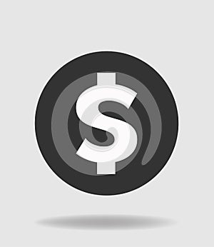 Money icon circle on white and grey background