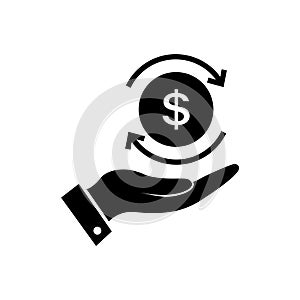 Money icon in flat style Cashback service concept.